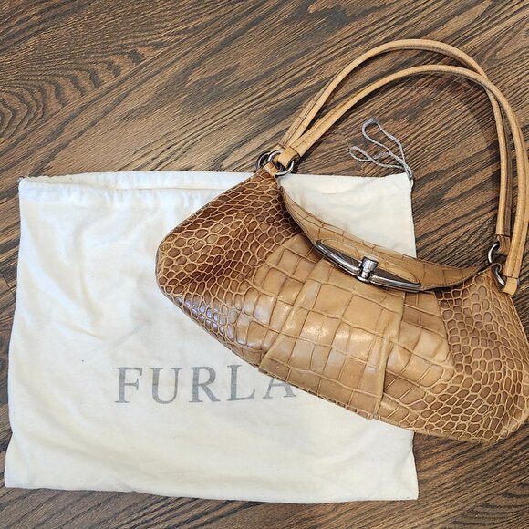 Furla mock-croc shoulder bag - Picture 1 of 6